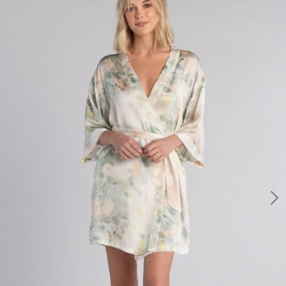 Jenny Yoo Pastel Floral Wrap Robe